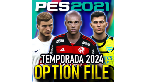 cupom de desconto Option File PES 2021 - Janela de Transferências 2024 100% Atualizada / Novos Uniformes [PS4/PS5 e PC]