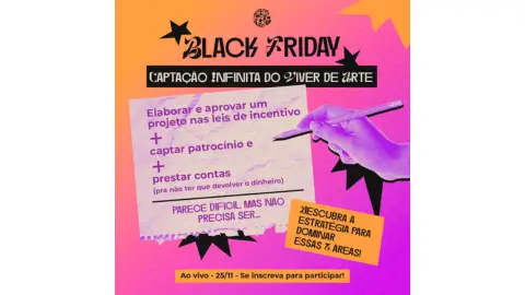 cupom de desconto Captação Infinita Viver de Arte - Oferta Black Friday 2024 Combo: Viver de Arte + WS de Captação + WS de Prestação de Contas + Kit Viver de Arte